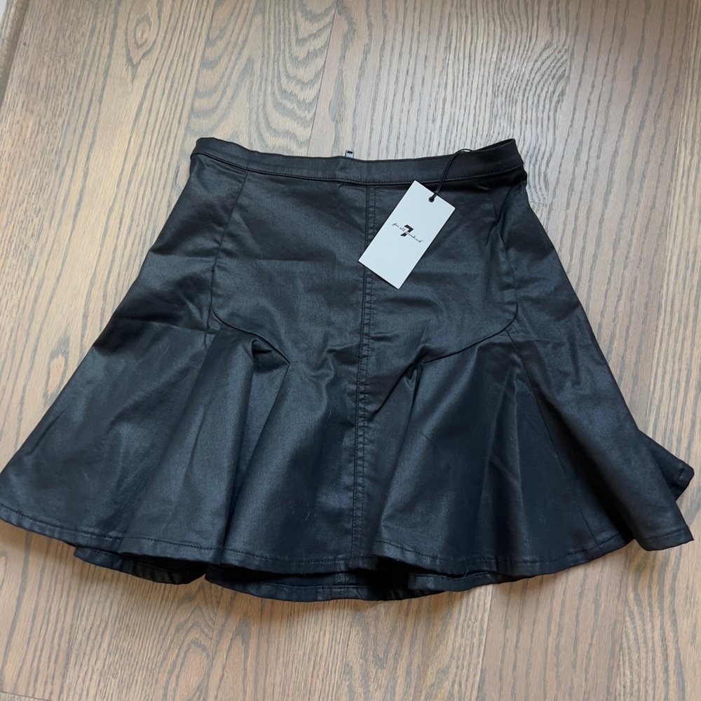7 For All Mankind Denim Flounce Skirt in Brilliant Black, Size 27
